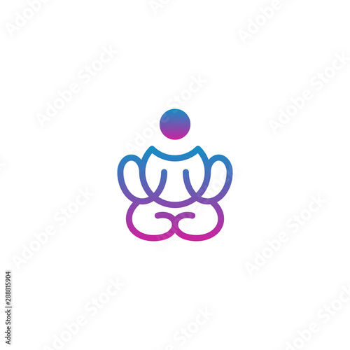 Human Yoga Meditation Line Modern Icon Logo Design Template Element Vector