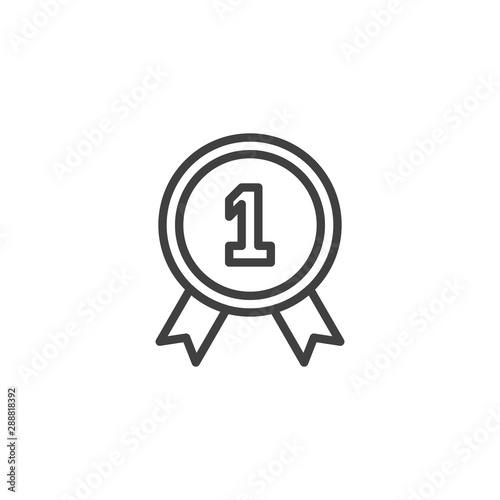 One year warranty badge line icon. linear style sign for mobile concept and web design. 1 year guarantee certificate outline vector icon. Symbol, logo illustration. Vector graphics