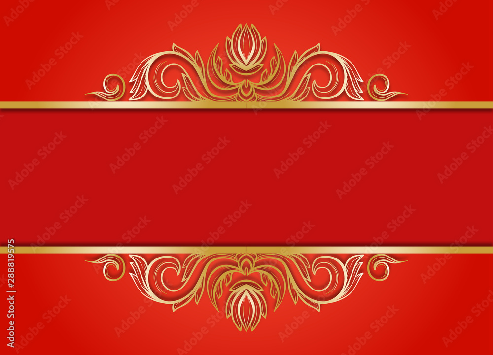 An Asian Style Red And Golden Greeting Card Background Template An Asian Style Red And Golden Greeting Card Background Template