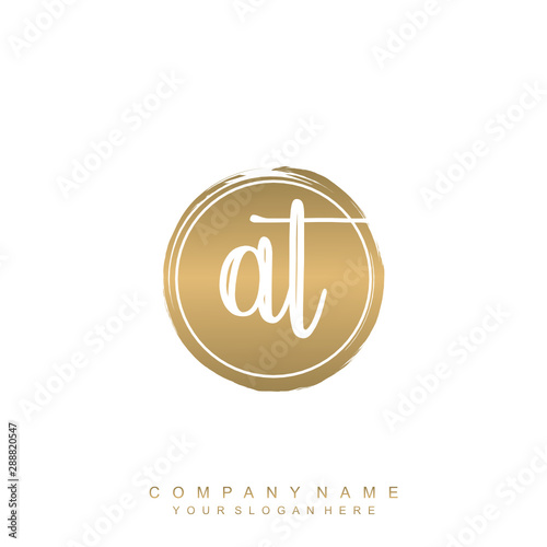 letter AT handwritting logo, handwritten font for business