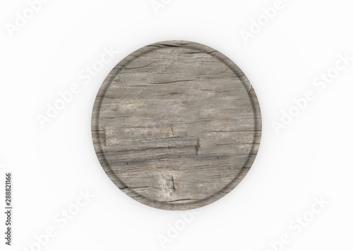3d rendering wooden plate for meat and vegetable on white background