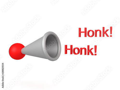 3D Rendering of honking horn with honk honk text