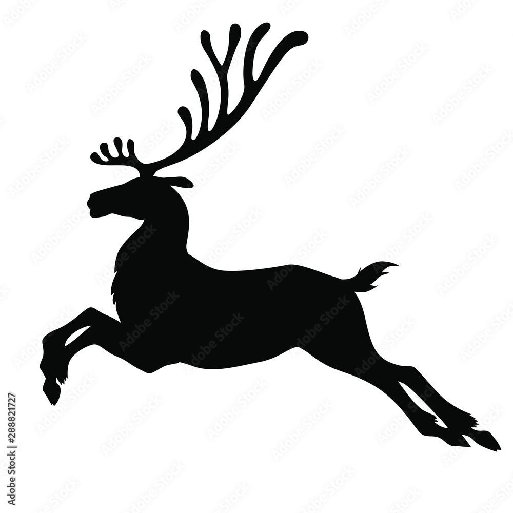 Naklejka premium Vector illustrations of Christmas deer silhouette