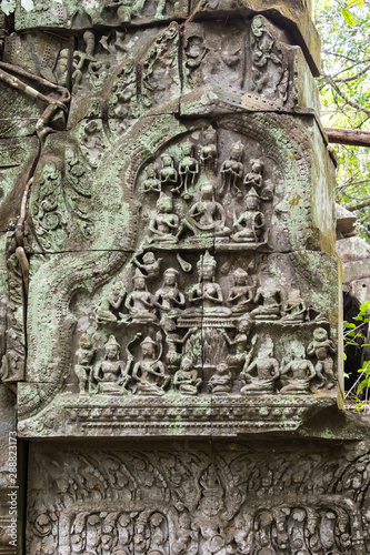 Ruins of ancient Beng Mealea Temple over jungle, Cambodia.