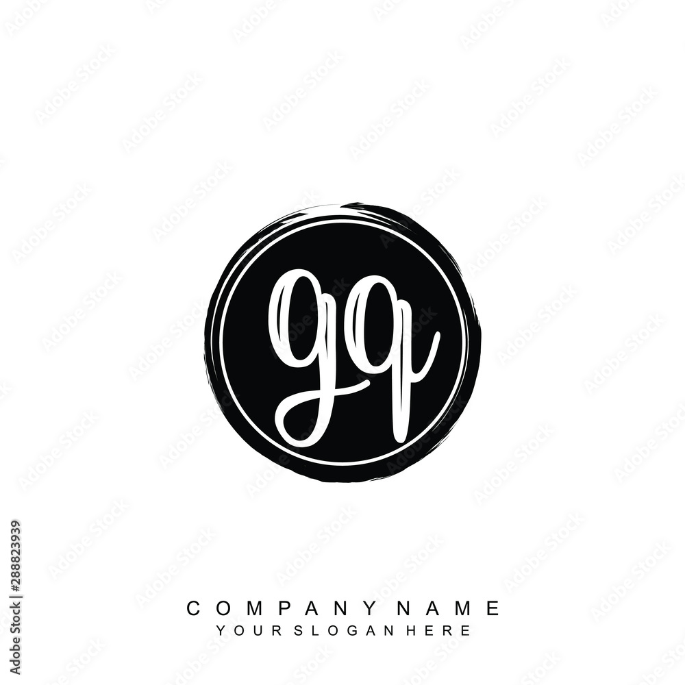 GQ initials handwriting logo, with brush template and brush circle GQ initials handwriting logo, with brush template and brush circle