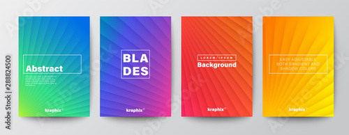 Set of minimal abstract diagonal line on vivid gradient colors background for Brochure, Flyer, Poster, leaflet, Annual report, Book cover, Graphic Design Layout template. turbine blade concept..