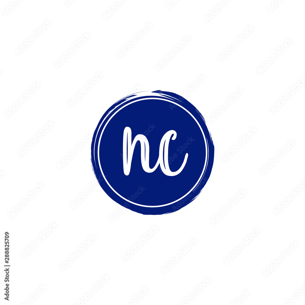 NC initials handwriting logo, with brush template and brush circle NC initials handwriting logo, with brush template and brush circle
