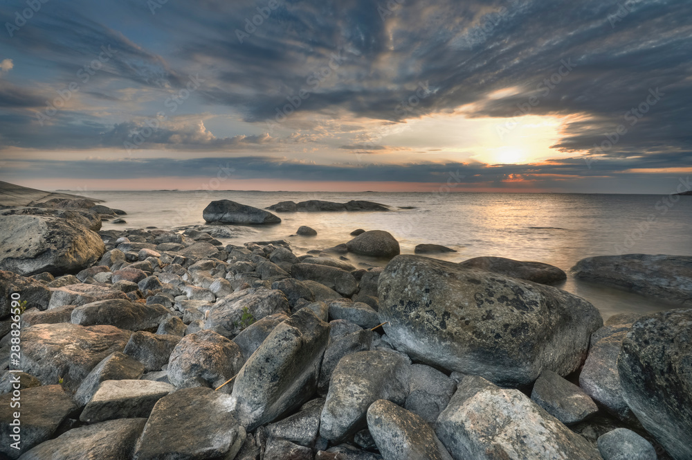 Sunset at sea in Finland. Sunset at sea in Finland.