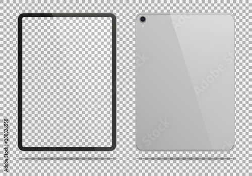 Realistic silver tablet pc.
