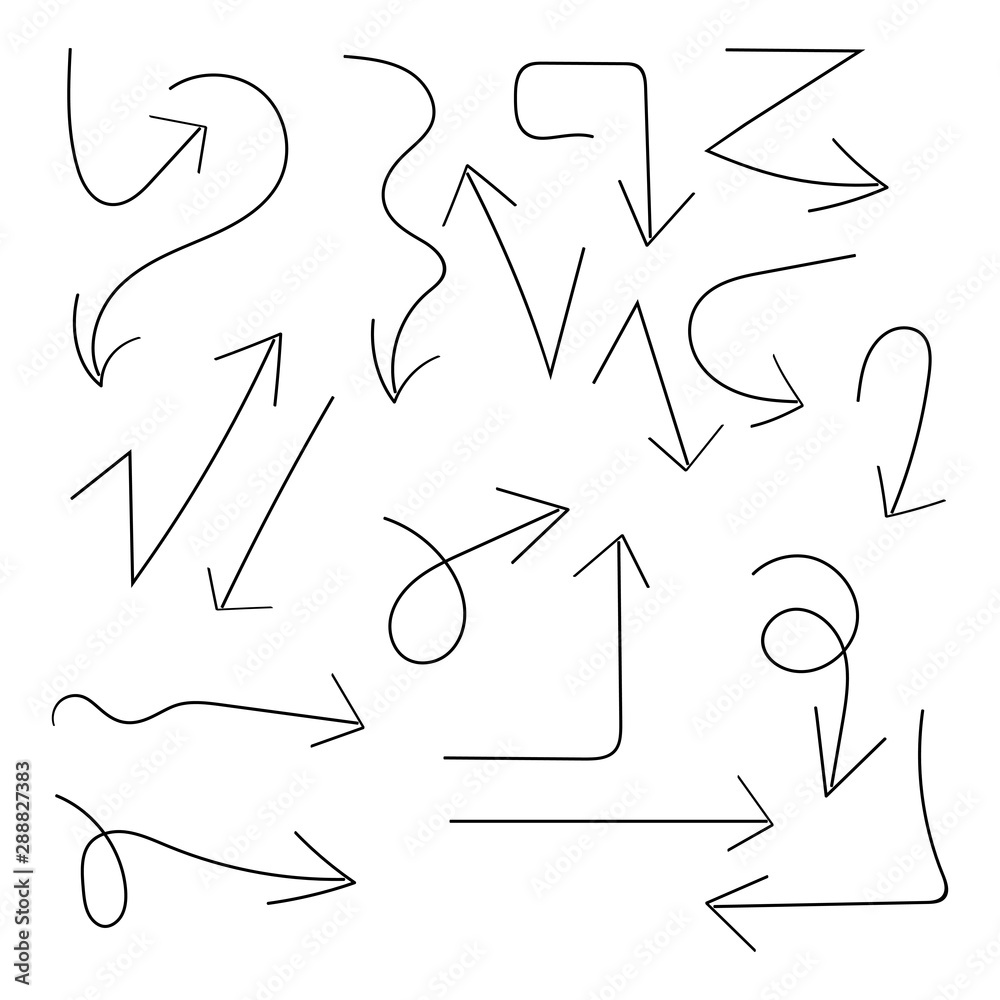 Set of hand drawn arrows for highlighting text. Marker elements, highlighter elements, arrows, brush lines. Set of hand drawn arrows for highlighting text. Marker elements, highlighter elements, arrows, brush lines.