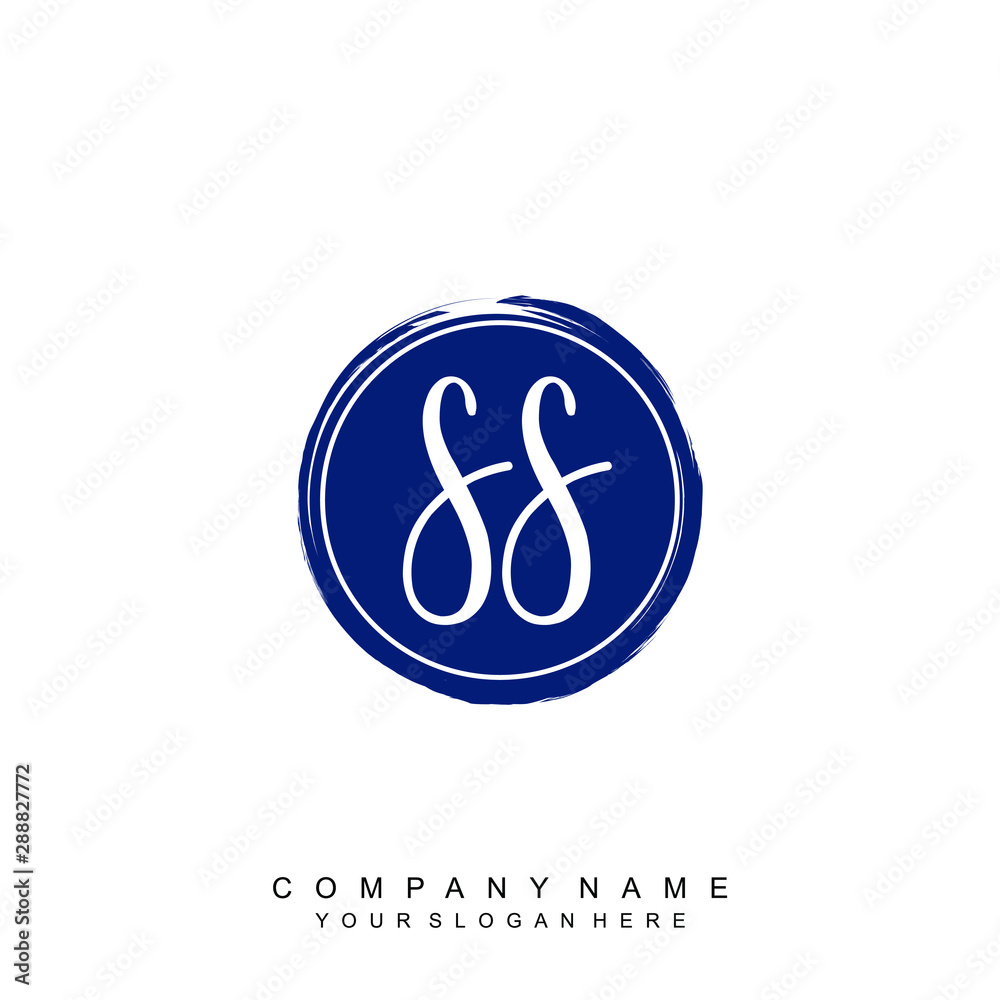 SS initials handwriting logo, with brush template and brush circle SS initials handwriting logo, with brush template and brush circle