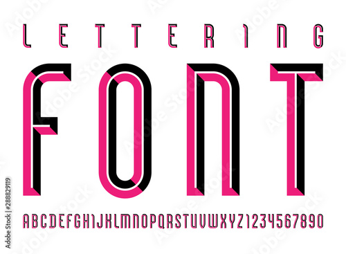 Condensed font, Alphabet of two color, letters and numbers