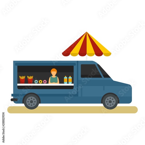 Food truck icon. Flat illustration of food truck vector icon for web design