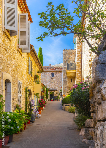 View of Gourdon, a small medieval village in Provence, France. Gourdon is listed under the most beautiful villages of France