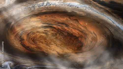The Great Red Spot, a persistent high-pressure region in the Atmosphere of Jupiter. Elements of this video furnished by NASA.  photo