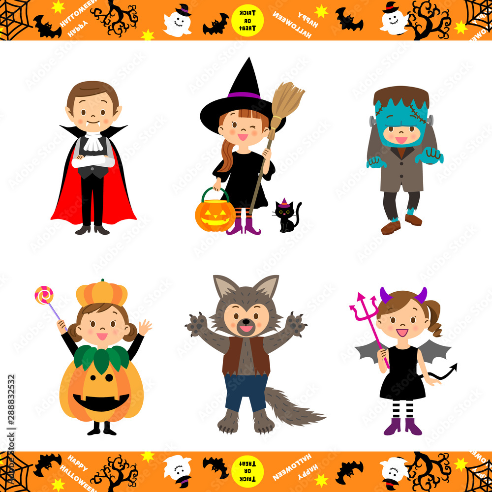 ハロウィンの仮装をする子供たち ハロウィンの仮装をする子供たち