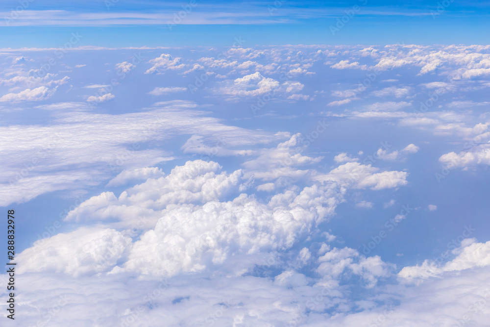 Blue sky and white clouds, rain clouds on sunny summer or spring day.