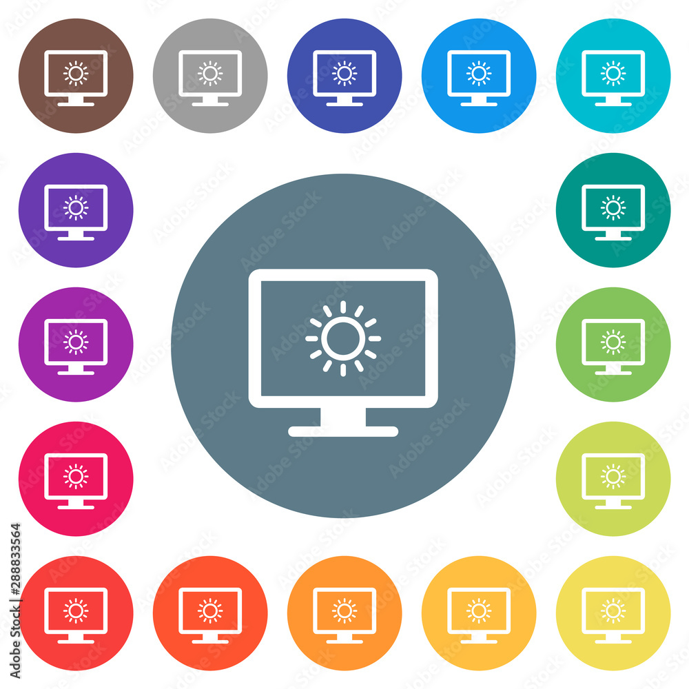 Adjust screen brightness flat white icons on round color backgrounds Adjust screen brightness flat white icons on round color backgrounds