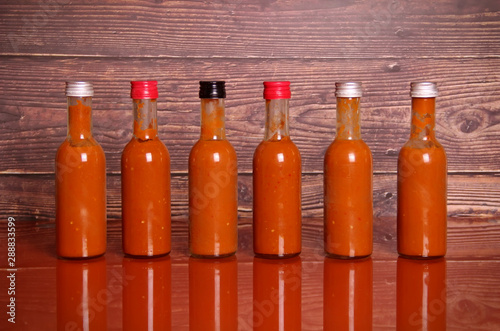 Hot sauce on a table