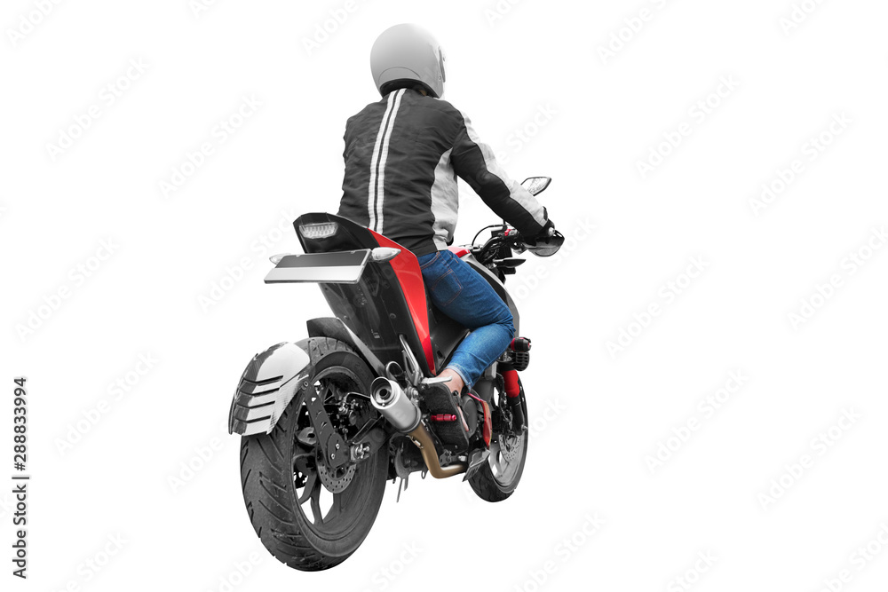 Rear view of Asian motorcycle taxi man driving Rear view of Asian motorcycle taxi man driving