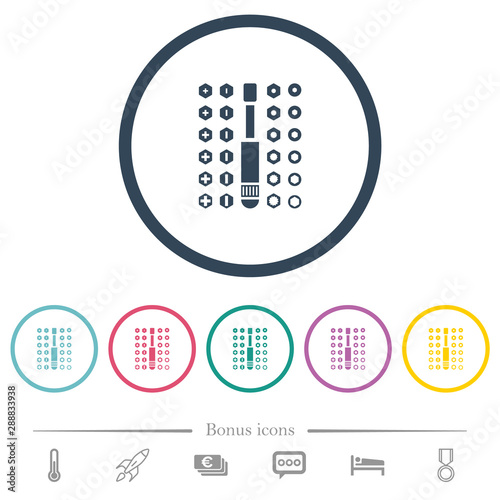 Set of screwdriver bits flat color icons in round outlines photo