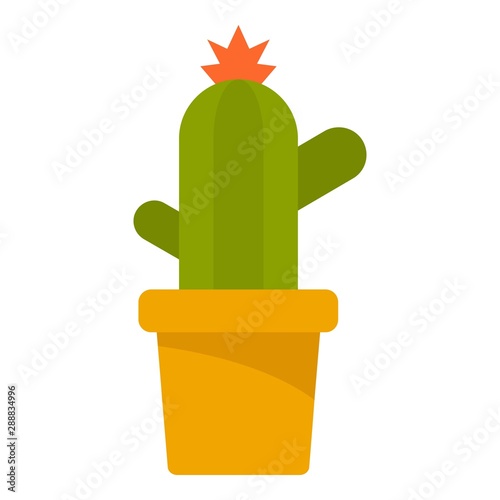 Cactus pot icon. Flat illustration of cactus pot vector icon for web design
