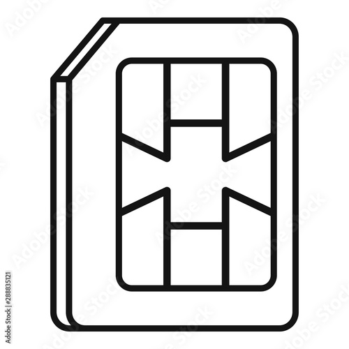 Lte sim card icon. Outline lte sim card vector icon for web design isolated on white background