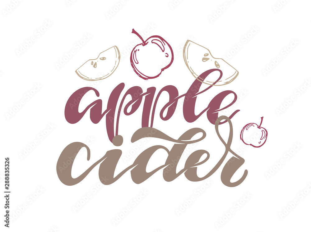 Fototapeta premium Hand drawn autumn elements lettering with inscription mulled wine, pumpkin spice latte, apple cider - pattern, background