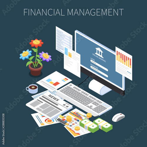 Financial Management Isometric Composition