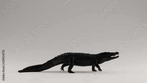 Принти на полотні Black Crocodile Right View 3d Illustration 3d render