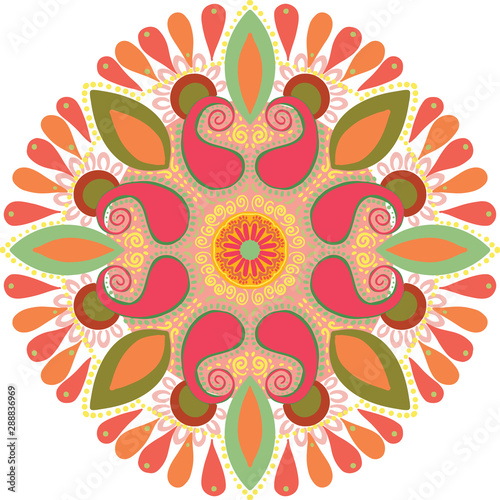 Diwali rangoli beautifull illustration isolated on white.