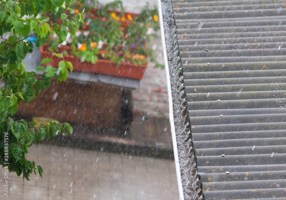 Drainpipe full of water during the rainstorm Drainpipe full of water during the rainstorm