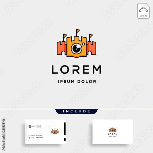 Camera Fort Logo Template Vector Symbol Design