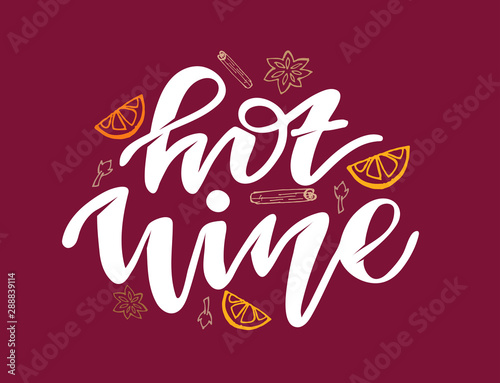 Hand drawn autumn elements lettering  with inscription mulled wine, pumpkin spice latte, apple cider - pattern, background