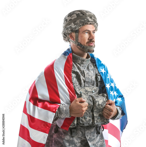 Soldier with national flag ...