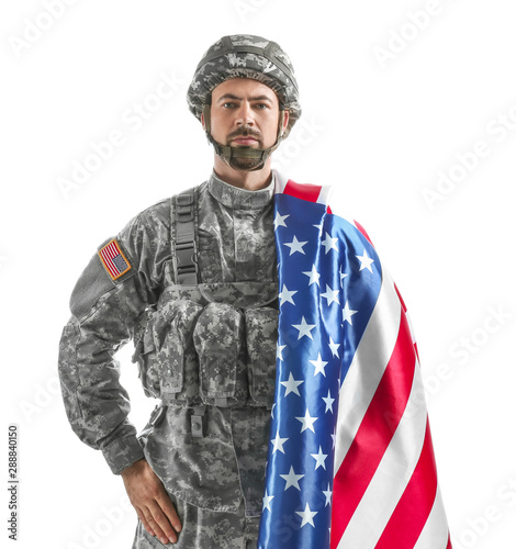 Soldier with national flag ...