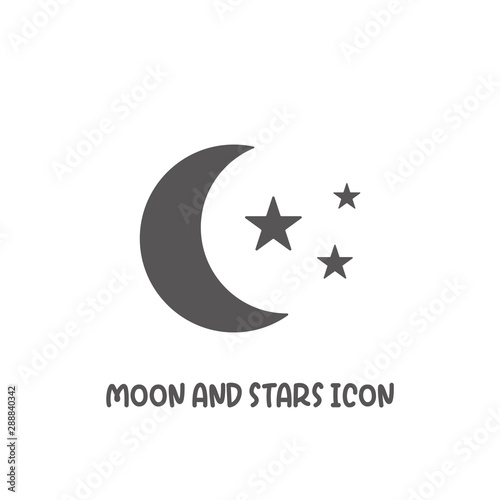 Moon and stars icon simple flat style vector illustration.