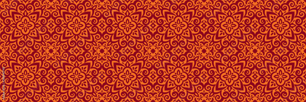 Azulejos ceramic tile design. Talavera tracery motif. Unique creative endless fill swatch. Portuguese, Spanish, Mexican, Brazilian folklore ornament. Ethnic style vector hand drawn seamless pattern.