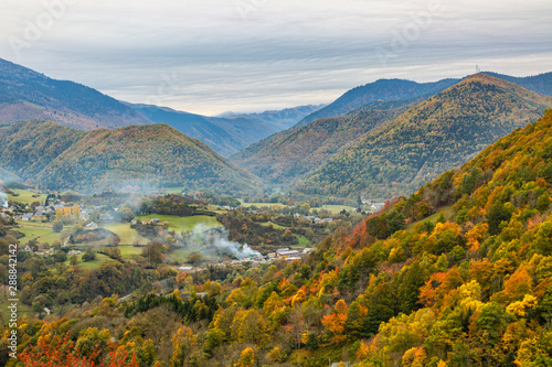 Autumn landscape in pyrenees Mountains