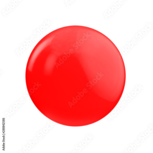 3d red metallic sphere in studio environment,   on white background 3d illustration