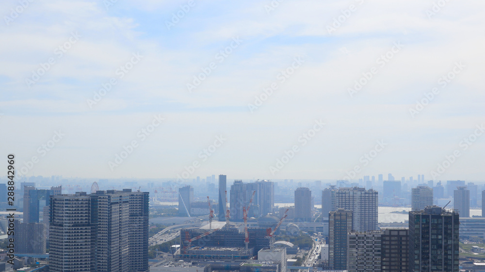 Beautiful View of Tokyo Bay and Cityscape with Copyspace