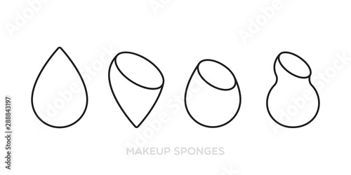 Makeup sponges. Icon set: several types of sponges. Vector illustration, flat design