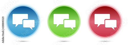 Chat bubble icon glass round buttons set illustration