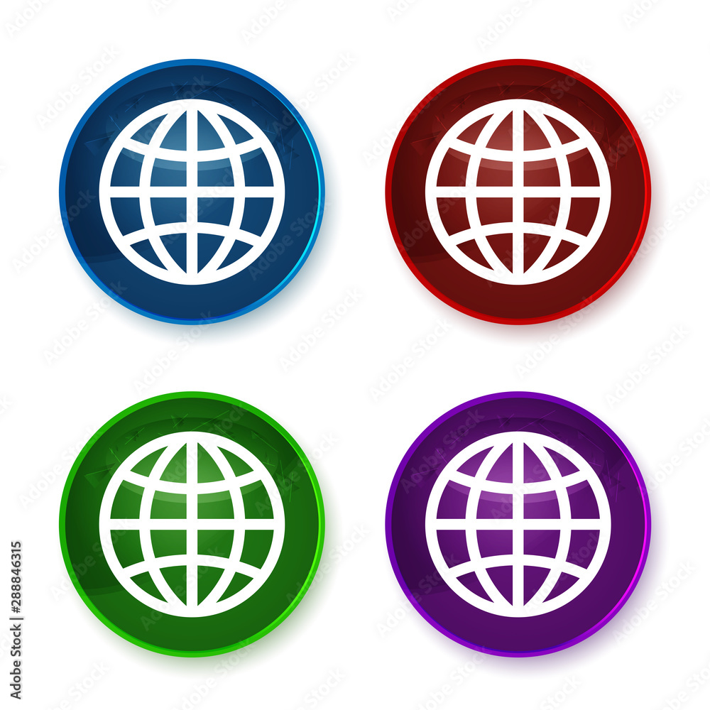 World icon shiny round buttons set illustration World icon shiny round buttons set illustration