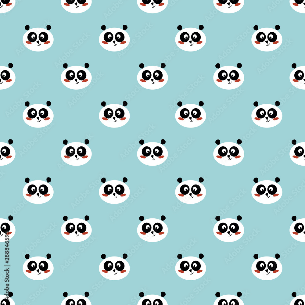 Panda seamless pattern Cute panda face on blue winter background Kids  forest wallpaper vector Stock Vector | Adobe Stock