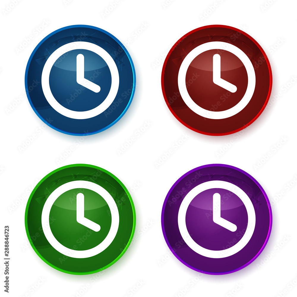 Clock icon shiny round buttons set illustration Clock icon shiny round buttons set illustration