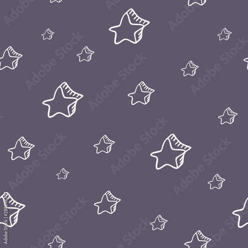 Vector Vintage White Stars on Navy Blue Sky seamless pattern background.