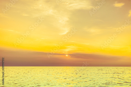 Baltic sea sunset horizon and cloudy sky