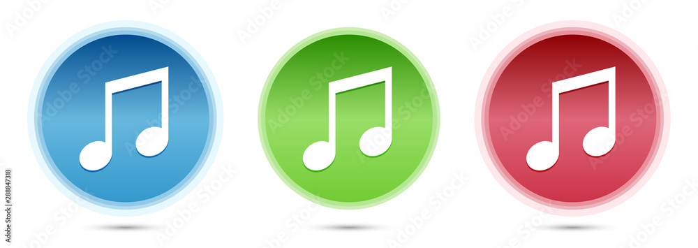 Music note icon glass round buttons set illustration Music note icon glass round buttons set illustration