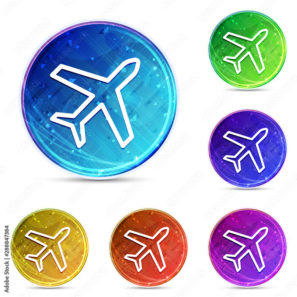 Plane icon digital abstract round buttons set illustration Plane icon digital abstract round buttons set illustration